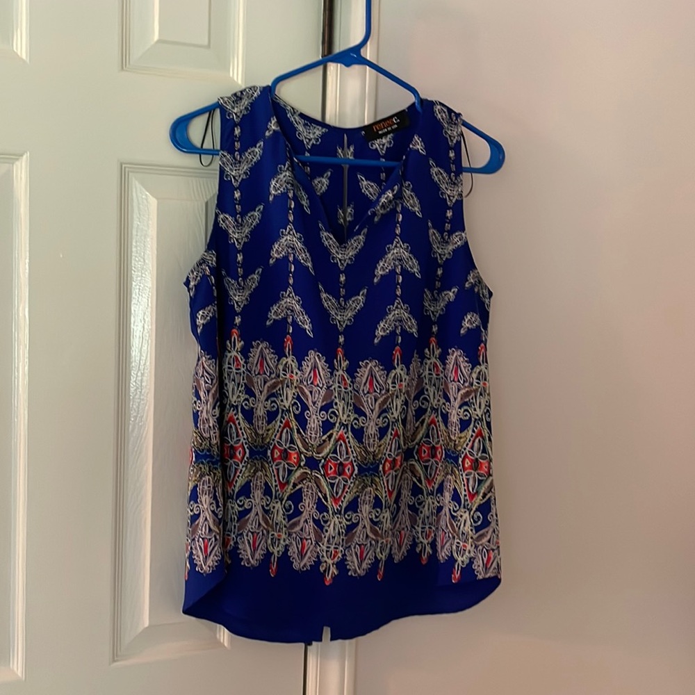 Royal Blue split neck sleeveless top